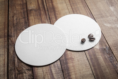 Coasters and coffee beans