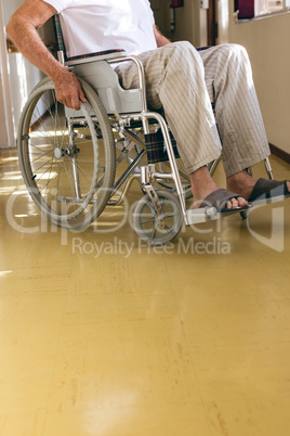 Senior male patient sitting in wheelchair