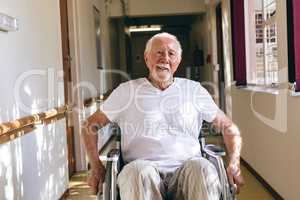 Senior male patient sitting in wheelchair