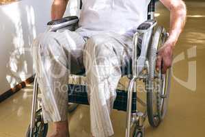 Senior male patient sitting in wheelchair