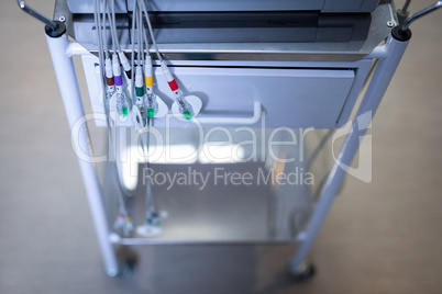 Endoscopy cart machine on floor of hospital ward