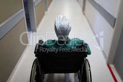 Patient sitting on wheelchair