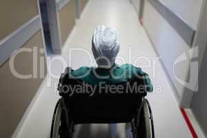 Patient sitting on wheelchair