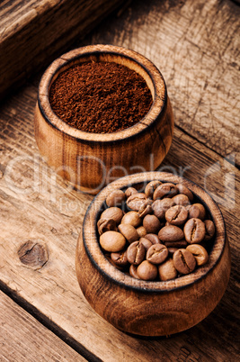 Coffee beans and grounds
