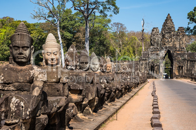 South gate to angkor thom in Cambodia, Asia