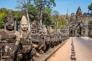 South gate to angkor thom in Cambodia, Asia