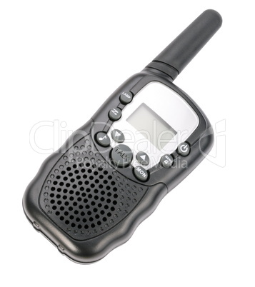 Walkie Talkie in Black Plastic Case Isolated