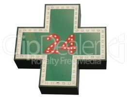 medical  twenty-four-hour drugstore signboard isolated