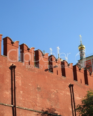 Kremlin wall on sky background