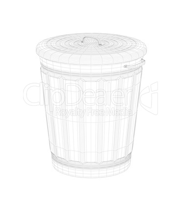 3D wire-frame model of trash can