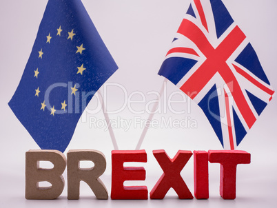 BREXIT letters with European an English flags in the backround