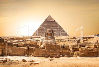 Sphinx and pyramid