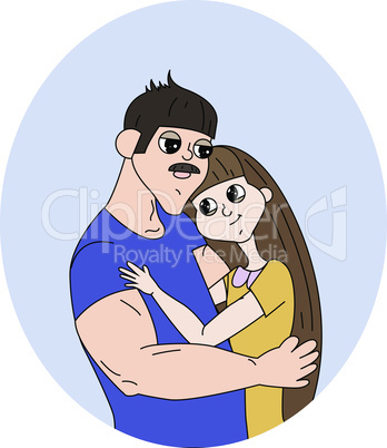 Beautiful couple in love in the arms vector illustration.