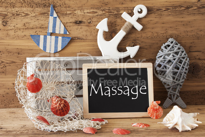 Chalkboard With Summer Decoration, Text Massage, Sand