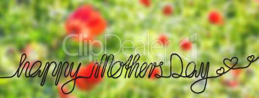 Sunny Poppy Flower, Spring, Calligraphy Happy Mothers Day