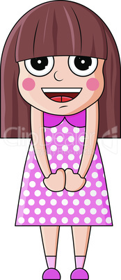 Cute cartoon girl with happy emotions. Vector illustration