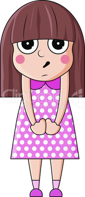 Cute cartoon girl with surprised emotions. Vector illustration.