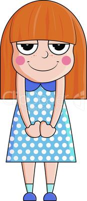 Cute cartoon girl with admiring emotions. Vector illustration.