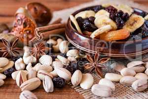 Mix of dried fruits and nuts