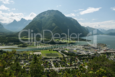 Panoramic view of Andalsnes Leirplass mountain in Norway