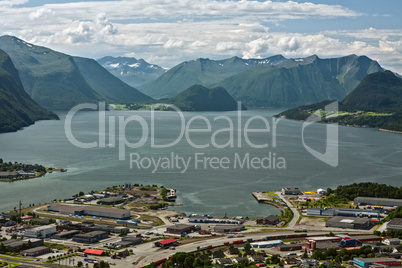 Panoramic view of the mountains around Andalsnes in Norway