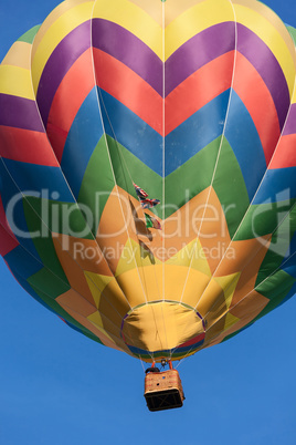Colored hot-air balloon in flight