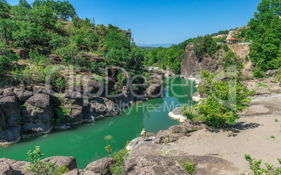 river with green water in Greece