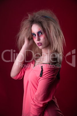 Attractive young girl with disheveled hair