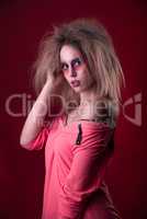 Attractive young girl with disheveled hair