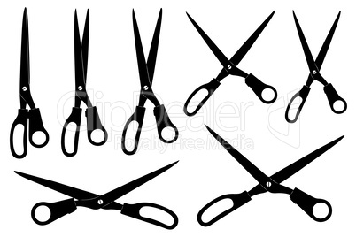 Set of different scissors