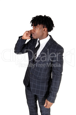 African American business man talking on the cell phone