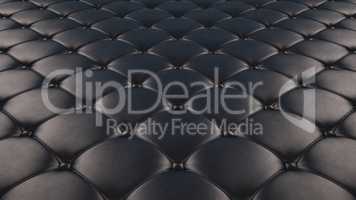 Quilted fabric surface. Black leather and black leather. Option 1