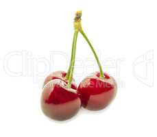 Three ripe sweet cherries