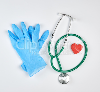 medical stetoscopy blue sterile gloves