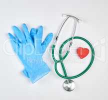 medical stetoscopy blue sterile gloves