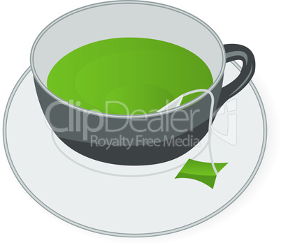 Cup of green tea isolated