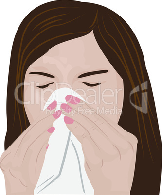 Woman sneezing vector illustration