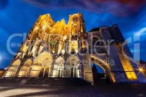 Saint-Etienne Cathedral in Bourges at dusk