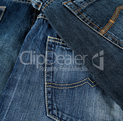 various blue jeans, back pocket