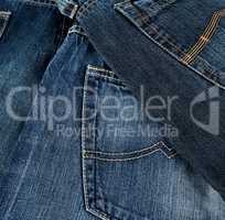 various blue jeans, back pocket