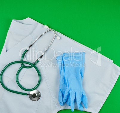 blue medic uniform and green stethoscope