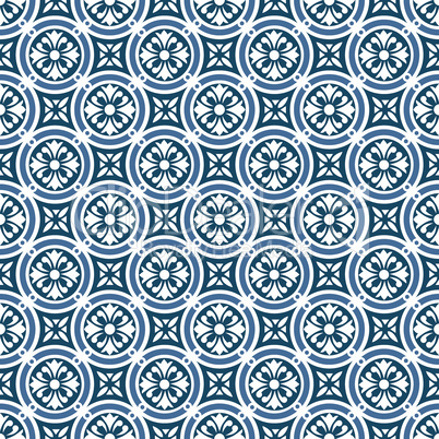 Circular floral portuguese tiles pattern