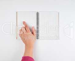 empty open notebook in a cell