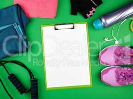sports women's clothing for sports and fitness, green background