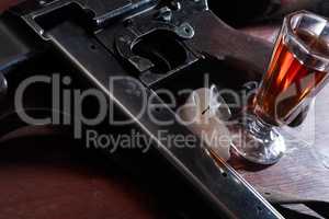 Submachine Gun And Whiskey