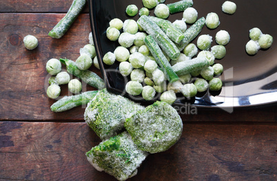 Frozen Vegetables On Wood