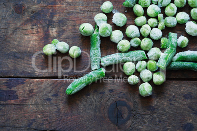 Frozen Vegetables On Wood