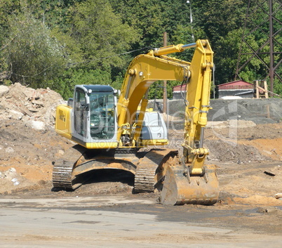 track-type excavator on ground