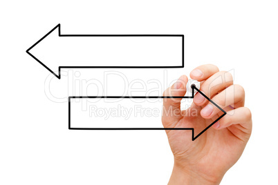 Hand Drawing Two Blank Arrows Diagram
