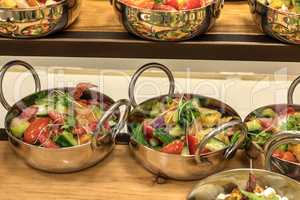 Panzanella salad in individual bowls